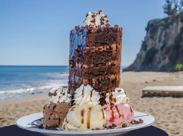 Paradise Cove mile-high chocolate cake